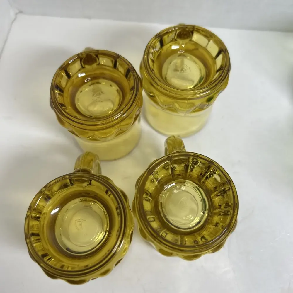 Federal Glass Mini Beer Mug Shotglasses Fluted Bottoms 4 Amber, 4 Green- Set 8